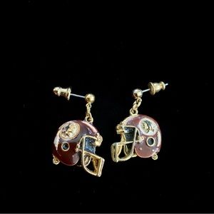 Vintage Gold Plated Washington Redskins Football Helmet Earrings - RARE